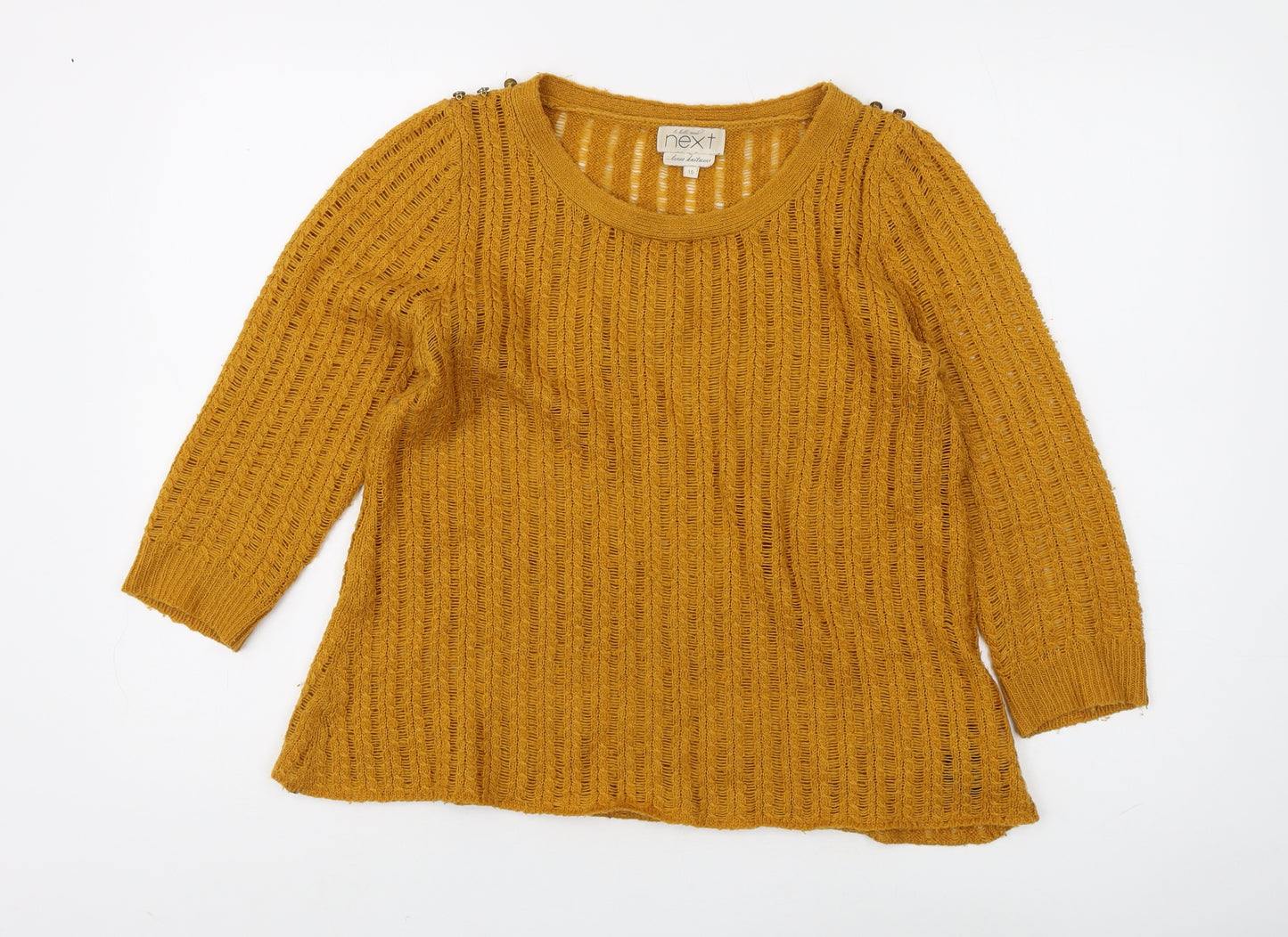 Next Women's Yellow Open-Knit Pullover Jumper