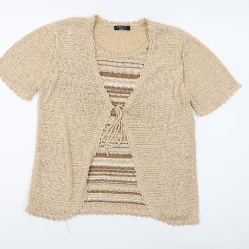Bm Women's Beige Short Sleeve Cardigan Size S