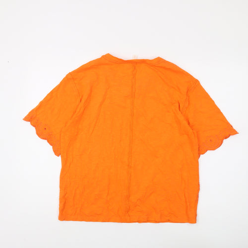 Marks and Spencer Women's Orange Cotton T-Shirt Size 12