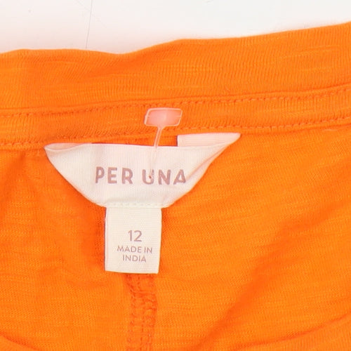 Marks and Spencer Women's Orange Cotton T-Shirt Size 12