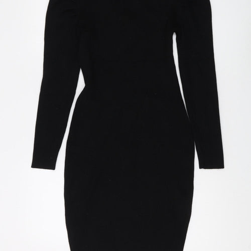 Grace Karin Black Bodycon V-Neck Dress for Women - Medium