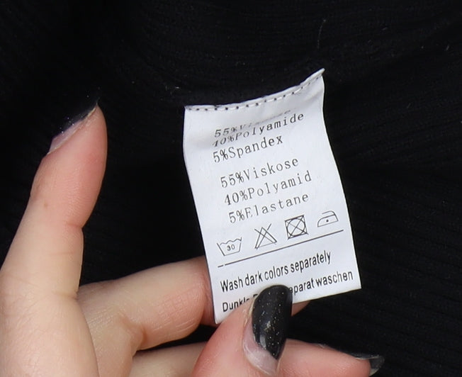 Grace Karin Black Bodycon V-Neck Dress for Women - Medium
