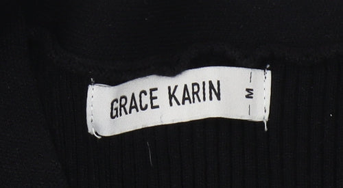 Grace Karin Black Bodycon V-Neck Dress for Women - Medium