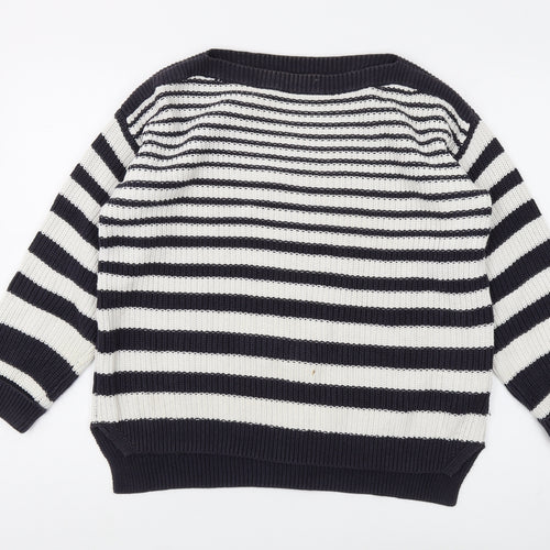 Marks and Spencer Women's Striped Boat Neck Jumper - Medium