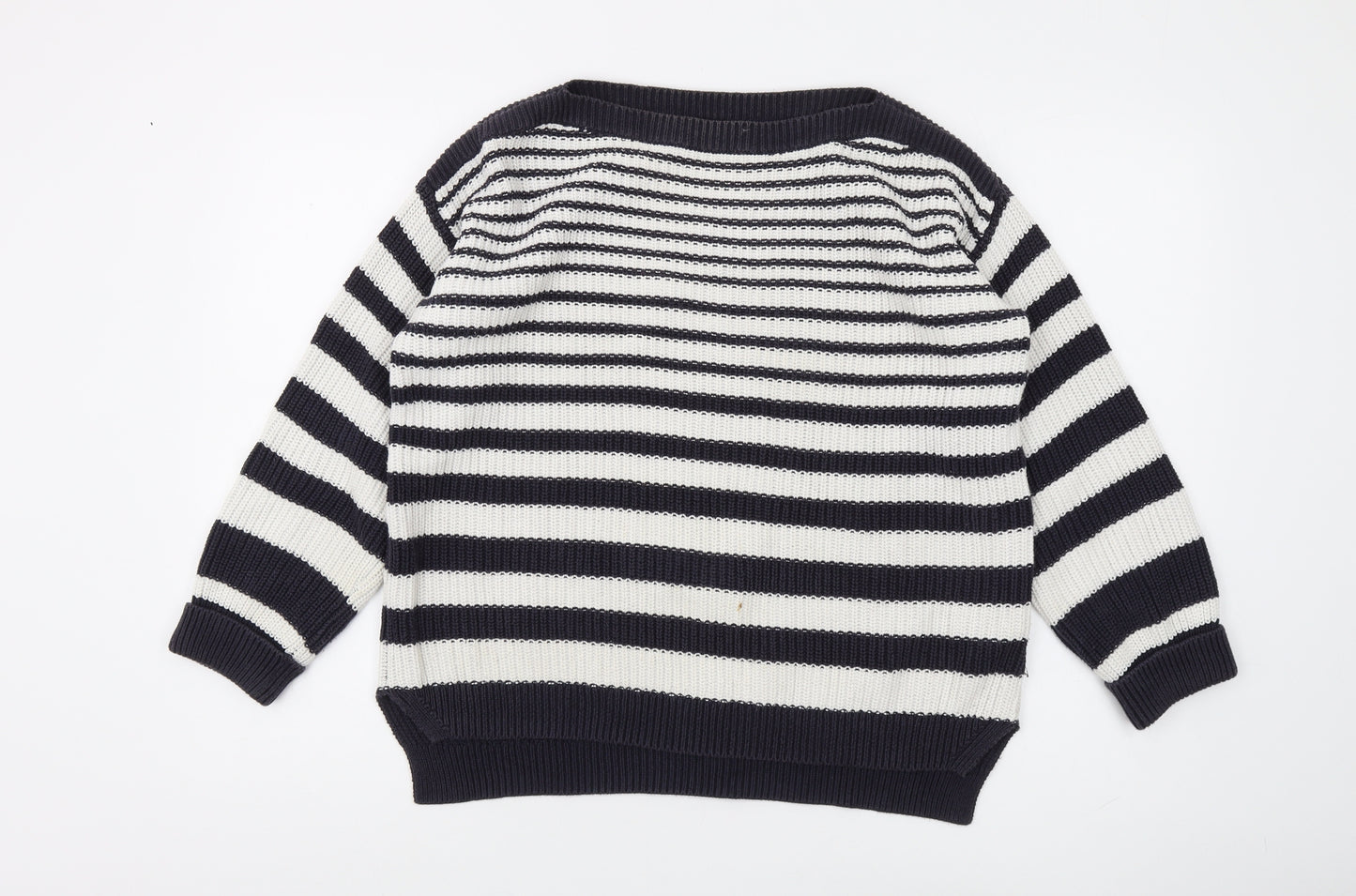 Marks and Spencer Women's Striped Boat Neck Jumper - Medium