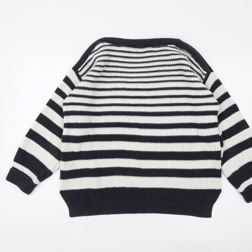 Marks and Spencer Women's Striped Boat Neck Jumper - Medium