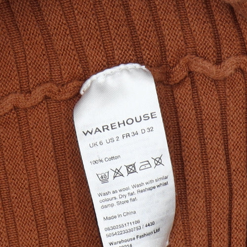 Warehouse Women's Brown Cardigan, Size 6, 100% Cotton
