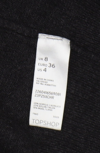 Topshop Women's Black Cardigan, Size 8, Relaxed Fit