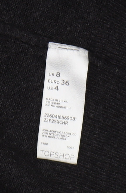 Topshop Women's Black Cardigan, Size 8, Relaxed Fit