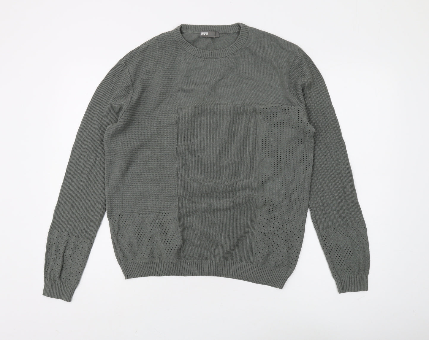 ASOS Men's Green Pullover Jumper M, Cotton Blend