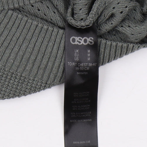 ASOS Men's Green Pullover Jumper M, Cotton Blend