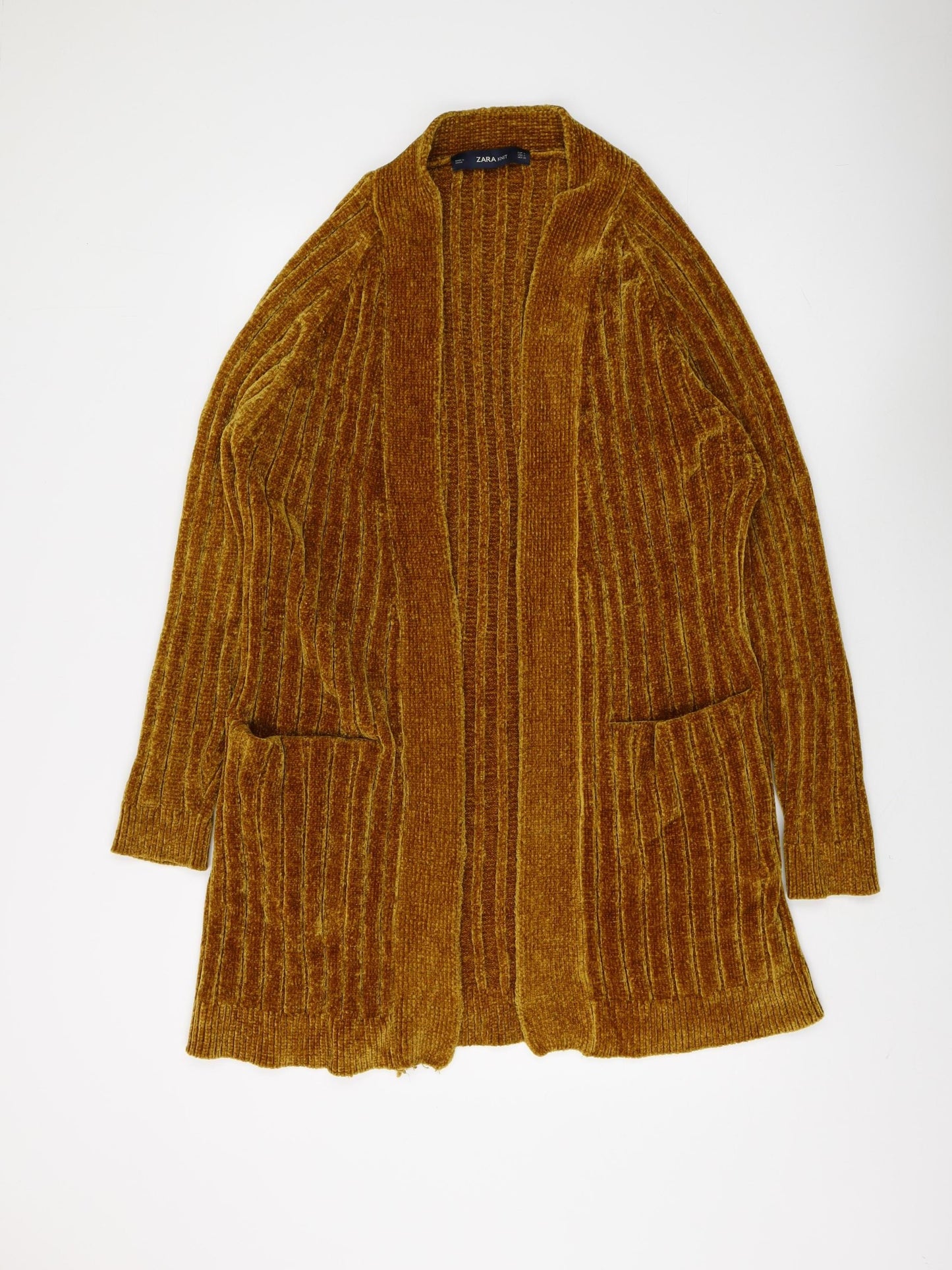 Zara Women's Brown Cardigan, Size L, Chunky-Knit