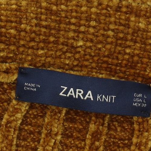 Zara Women's Brown Cardigan, Size L, Chunky-Knit