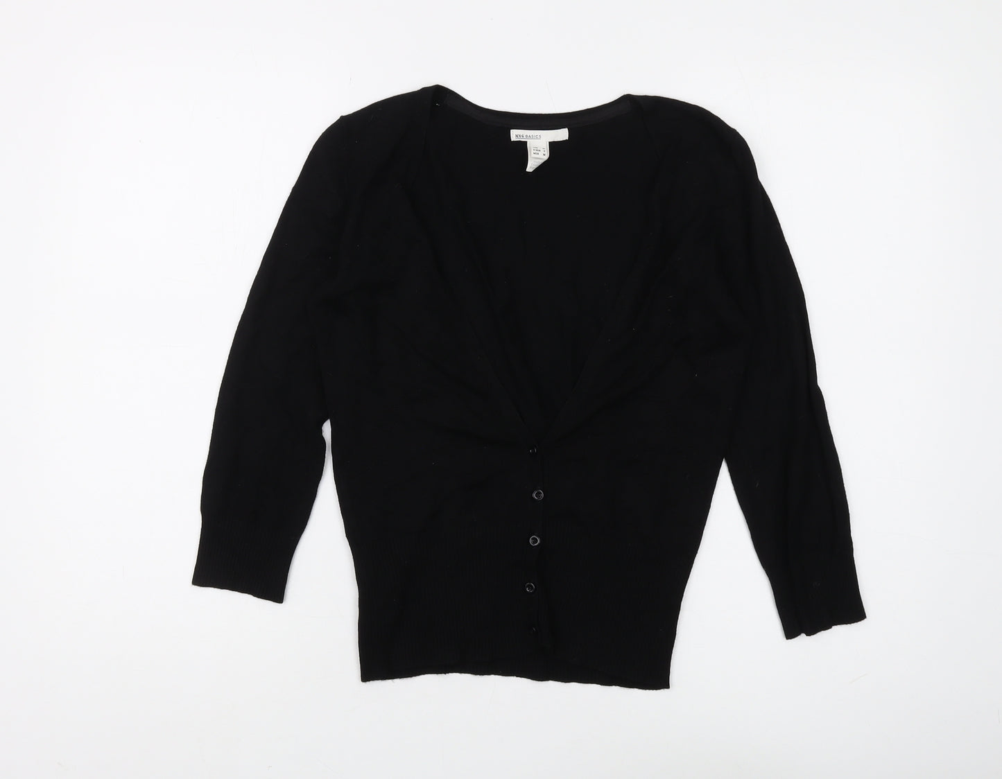 MNG Basics Women's Black Cardigan, Size 12, Button Accent