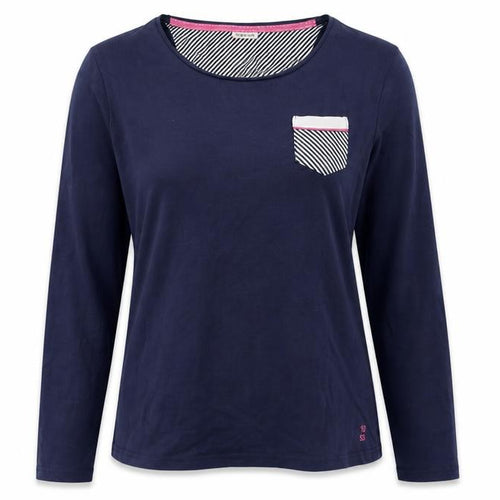 Damart Women's Blue Long Sleeve Cotton T-Shirt Size 10