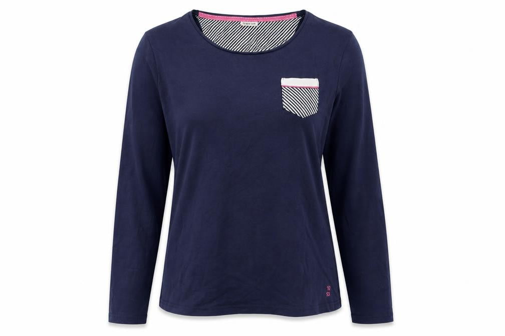 Damart Women's Blue Long Sleeve Cotton T-Shirt Size 10