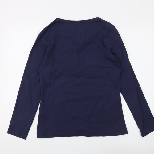 Damart Women's Blue Long Sleeve Cotton T-Shirt Size 10