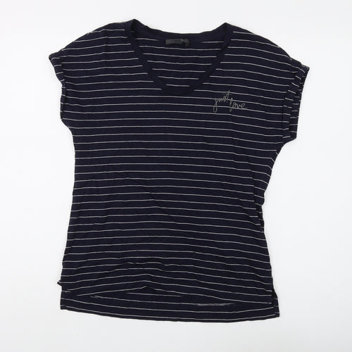 Esprit Women's Blue Striped T-Shirt Size S