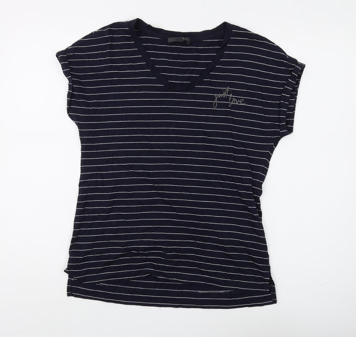 Esprit Women's Blue Striped T-Shirt Size S