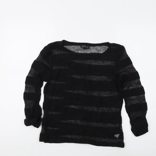 Topshop Women's Black Pullover Jumper UK 8 Striped