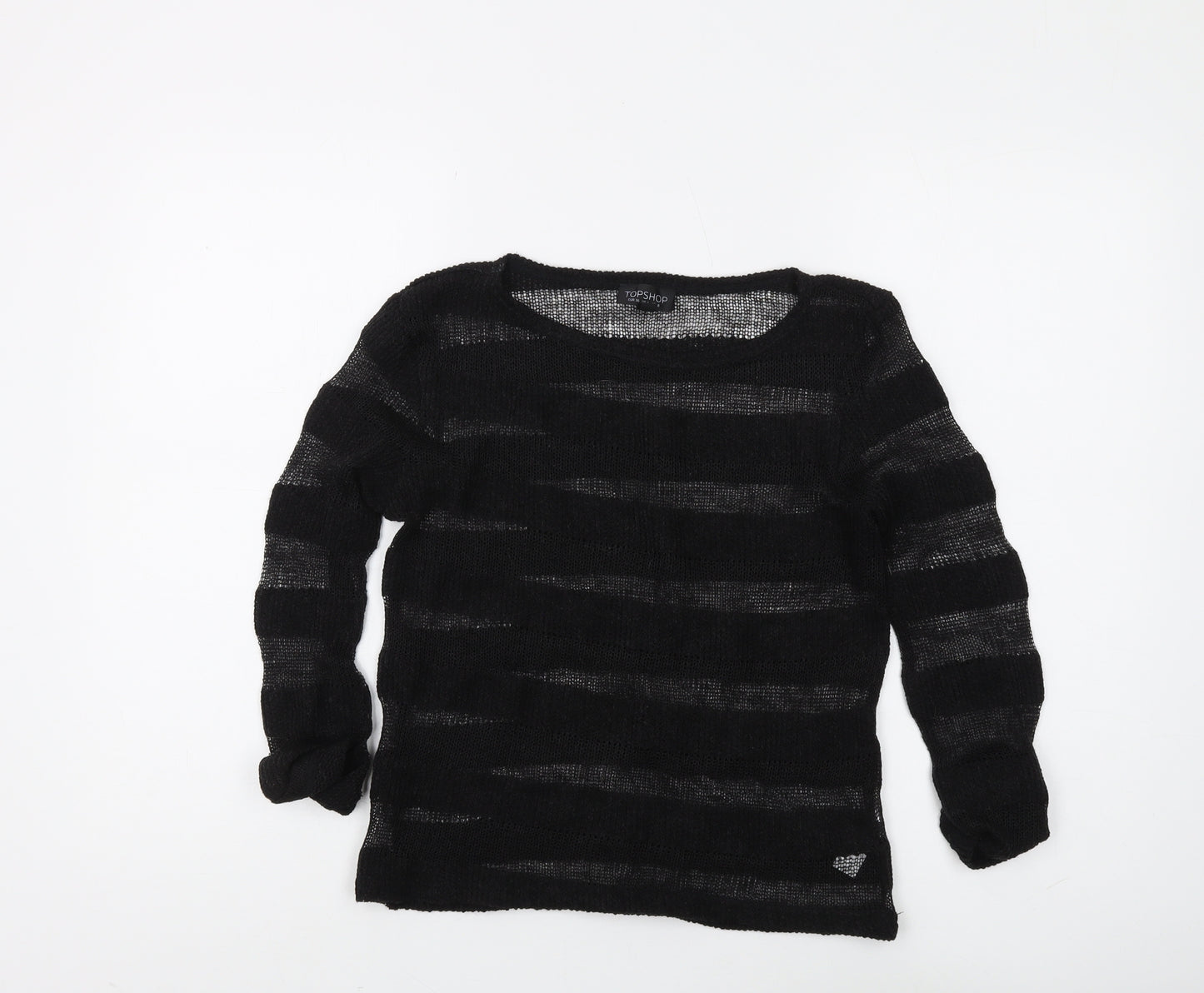 Topshop Women's Black Pullover Jumper UK 8 Striped