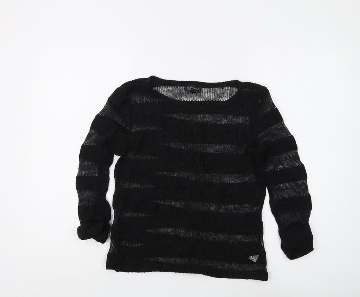 Topshop Women's Black Pullover Jumper UK 8 Striped