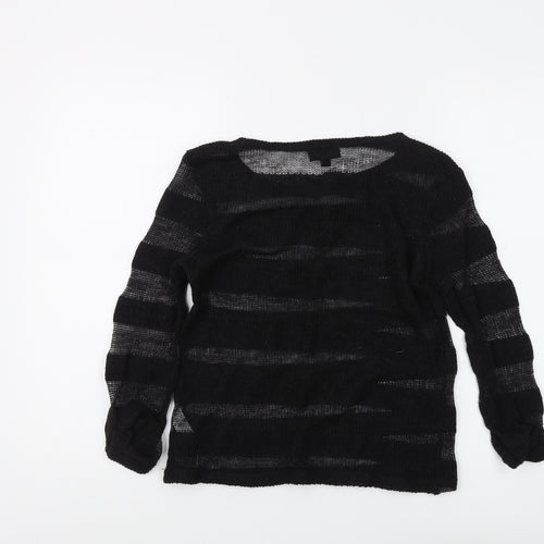 Topshop Women's Black Pullover Jumper UK 8 Striped