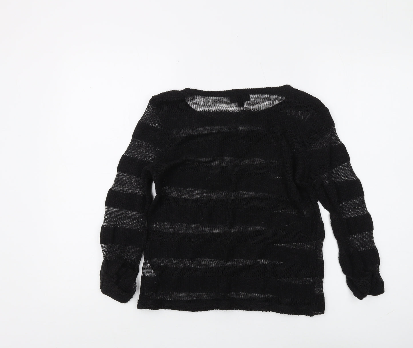 Topshop Women's Black Pullover Jumper UK 8 Striped