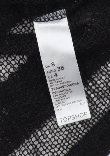 Topshop Women's Black Pullover Jumper UK 8 Striped
