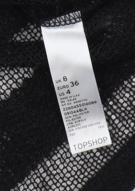 Topshop Women's Black Pullover Jumper UK 8 Striped