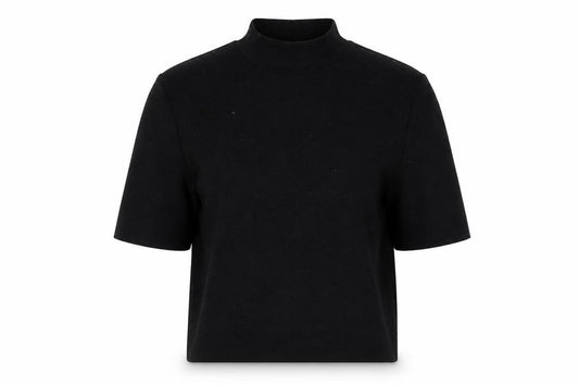 Front view of Pull&Bear Women's Black Mock Neck Jumper, size 12