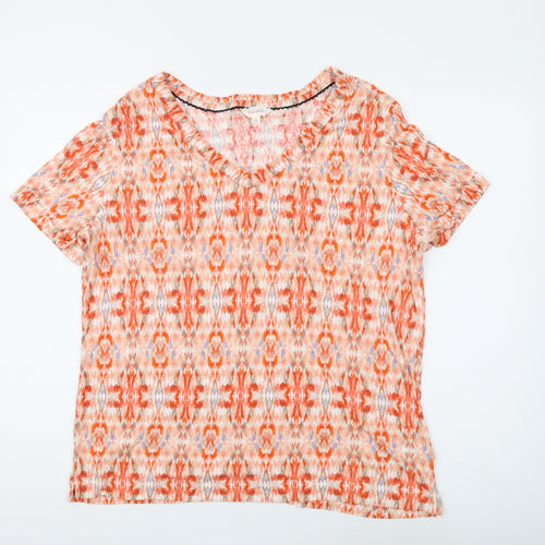 Marks and Spencer Women's Geometric V-Neck T-Shirt