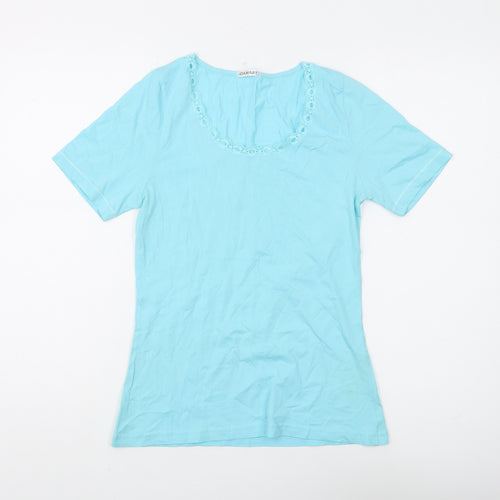 Damart Women's Blue Scoop Neck T-Shirt, Size S