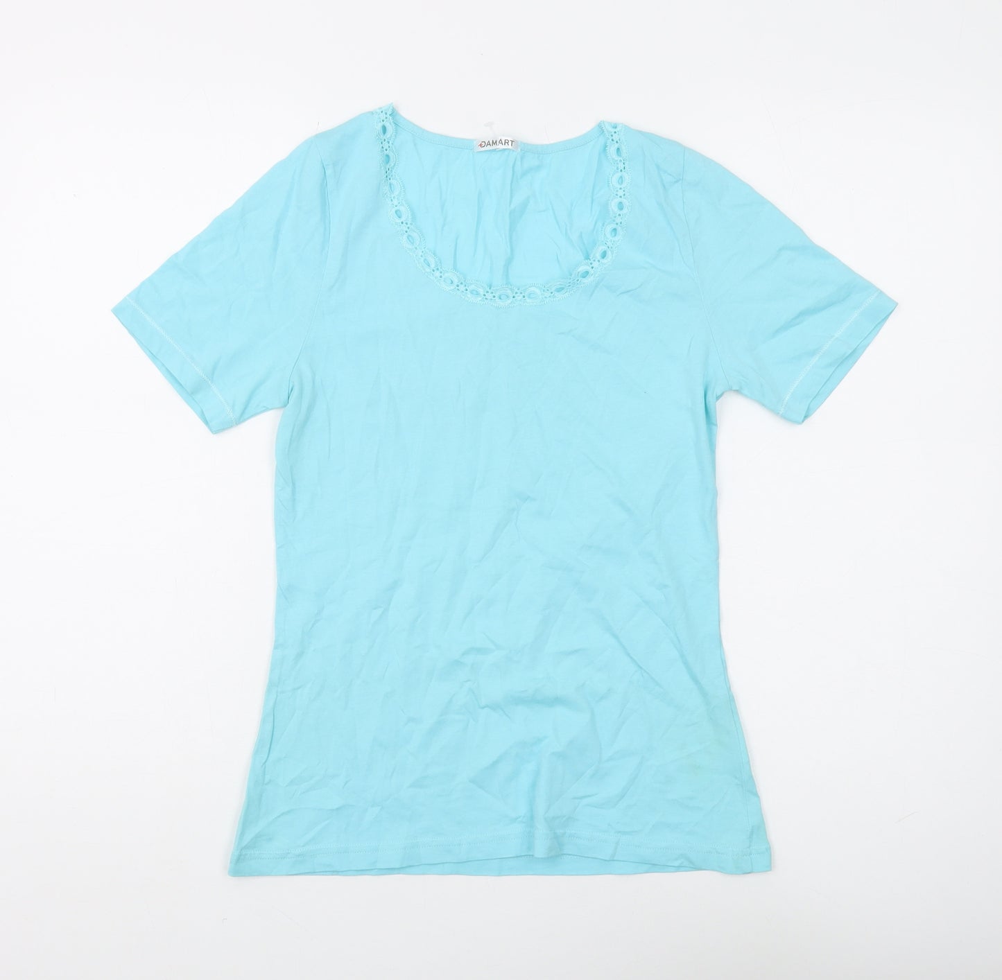 Damart Women's Blue Scoop Neck T-Shirt, Size S
