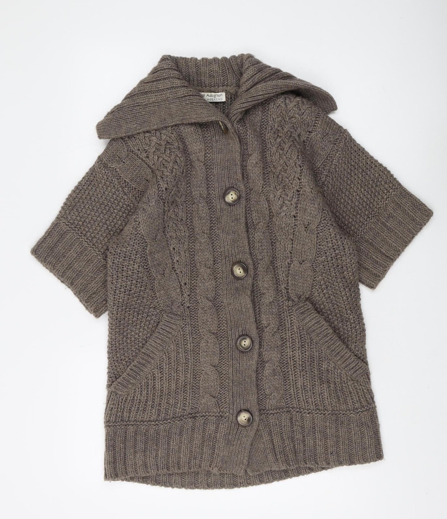Marks and Spencer Women’s Brown Cardigan, Size 14, Collared Knit
