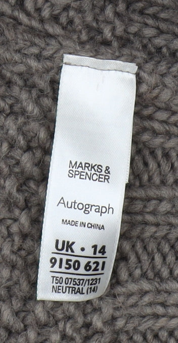 Marks and Spencer Women’s Brown Cardigan, Size 14, Collared Knit