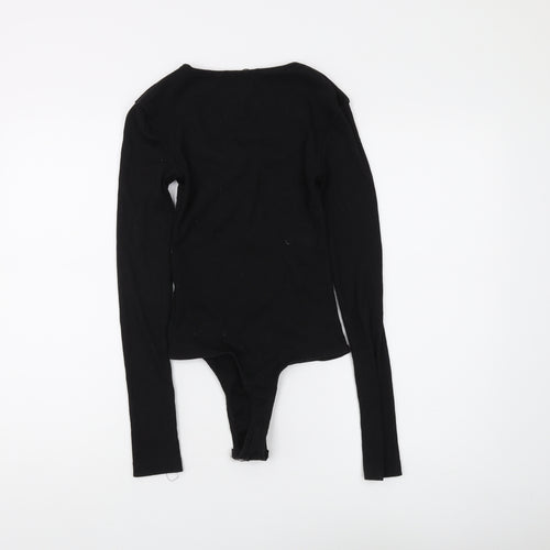 Missguided Women's Black Long Sleeve Bodysuit, Size 4