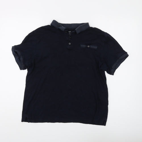 Marks and Spencer Men's Blue Polo, Medium, Regular Fit