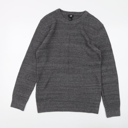 H&M Men's Grey Pullover Jumper, Size S, Casual, Knit