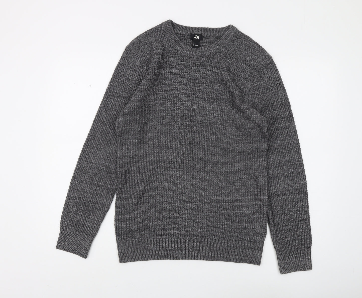 H&M Men's Grey Pullover Jumper, Size S, Casual, Knit