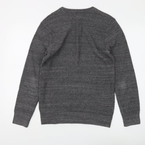 H&M Men's Grey Pullover Jumper, Size S, Casual, Knit