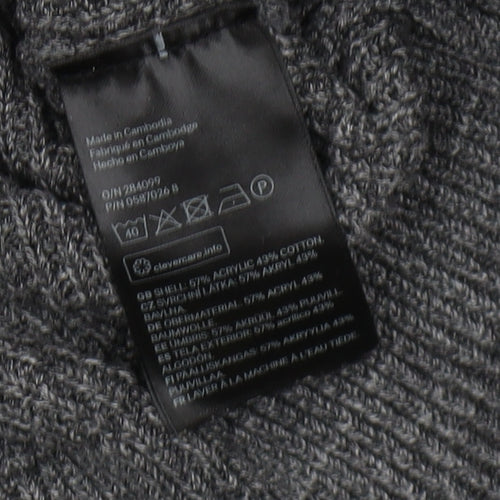 H&M Men's Grey Pullover Jumper, Size S, Casual, Knit