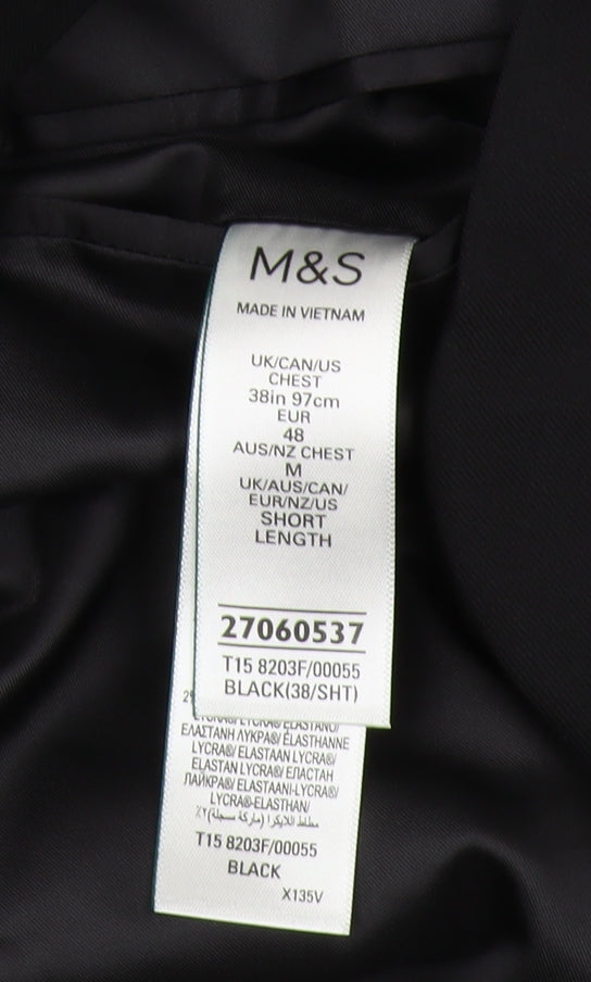 Marks and Spencer Men's Black Tuxedo Blazer 38S