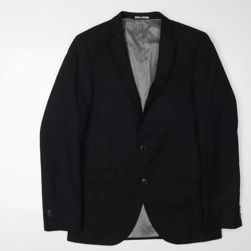 Next Men's Black Blazer, 38L, Wool Blend, Formal Wear