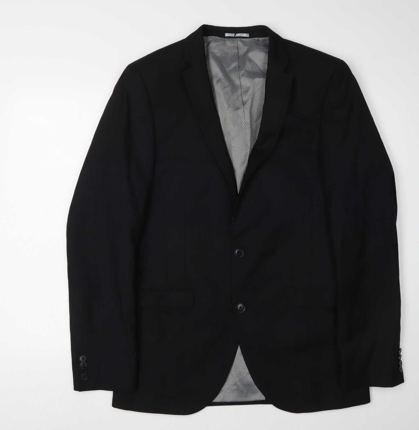 Next Men's Black Blazer, 38L, Wool Blend, Formal Wear