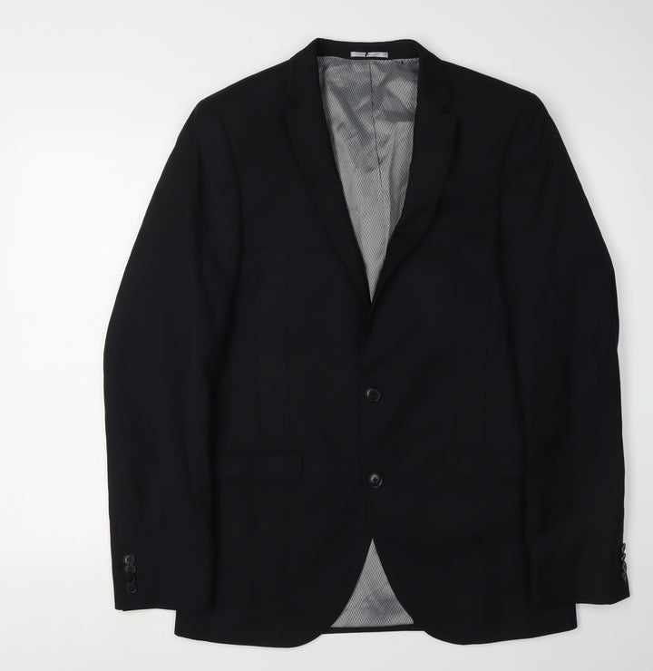 Next Men's Black Blazer, 38L, Wool Blend, Formal Wear