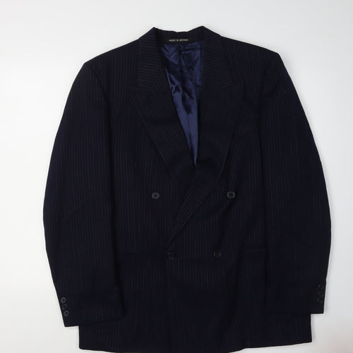 Sumrie Men's Black Striped Blazer, Size 42R, Wool-Blend