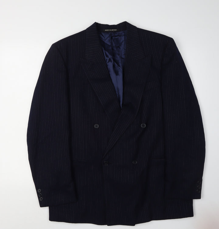 Sumrie Men's Black Striped Blazer, Size 42R, Wool-Blend