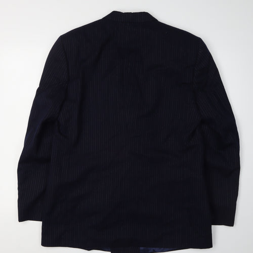 Sumrie Men's Black Striped Blazer, Size 42R, Wool-Blend