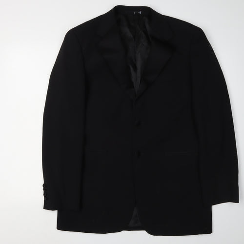 Moss Bros Men's Black Suit Jacket, 38R, Regular Fit